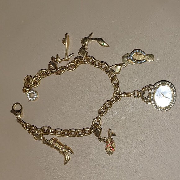 Citizen Watch Charm Bracelet Shoes Silhouette Eco Drive Gold Tone MCM Untested - Picture 6 of 16